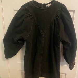 Topshop Black Denim Puff Sleeve dress